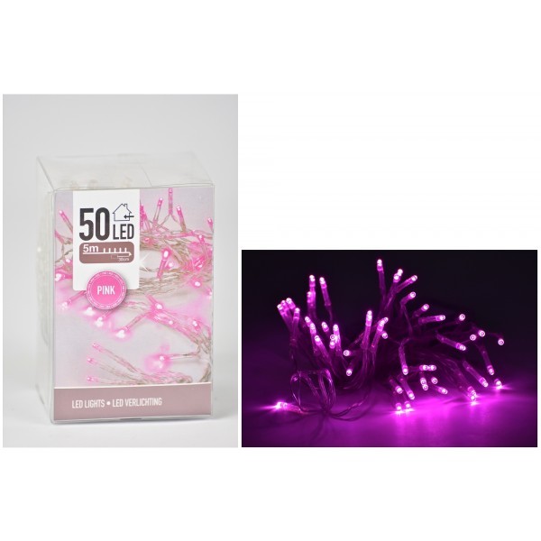 Dekorativní osvětlení 50 LED barva růžová