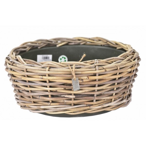 Ratanový koš Kubu 44x15 cm s plastovým vkladem, šedohnědý