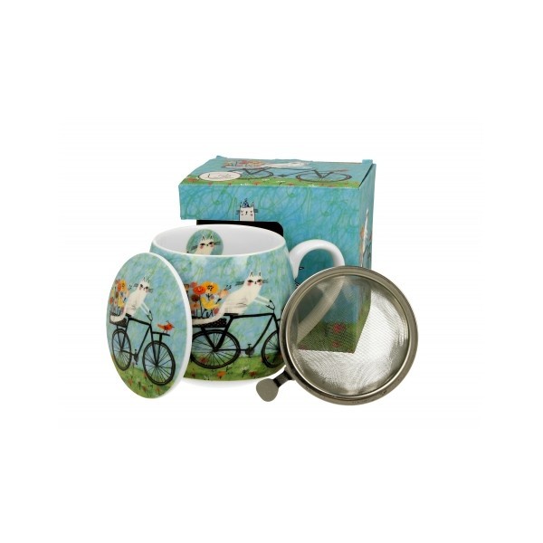 Porcelánový hrnek byliňák Cat's World bicycle 430 ml v dárkovém boxu