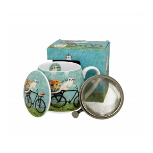 Porcelánový hrnek byliňák Cat's World bicycle 430 ml v dárkovém boxu