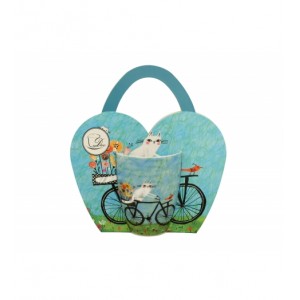 Porcelánový hrnek Cat's World bicycle 350 ml v papírovém košíku
