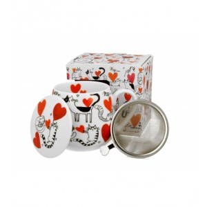Porcelánový hrnek byliňák Cat's World hearts 430 ml v dárkovém boxu