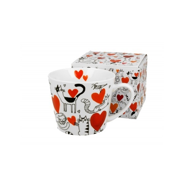 Porcelánový hrnek Cat's World hearts 610 ml v dárkovém boxu