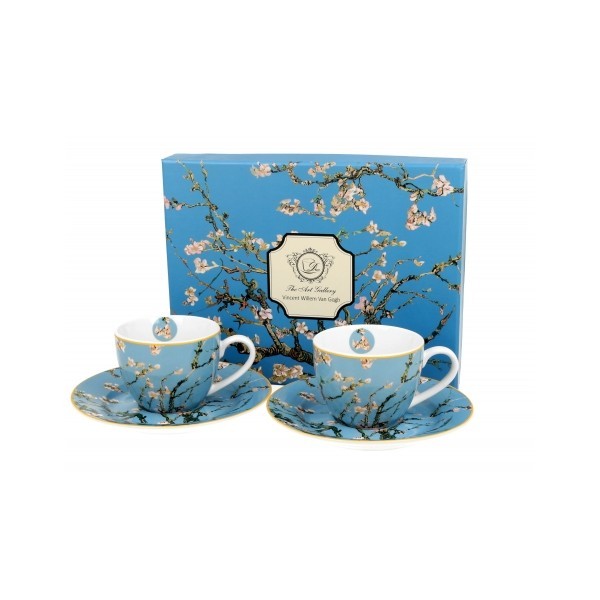 Porcelánový hrnek espesso s podtalířkem Almond Blossom inspired by Van Gogh 110 ml, sada 2 ks v dárkovém boxu