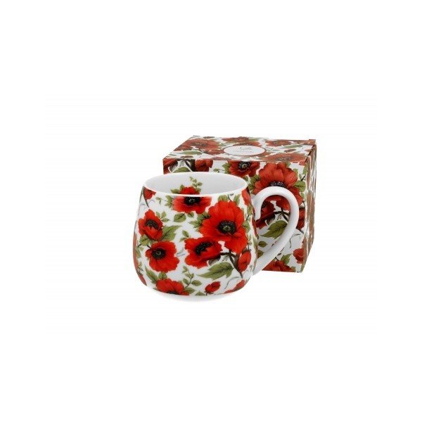 Porcelánový hrnek buclák Lina poppies 430 ml v dárkovém boxu