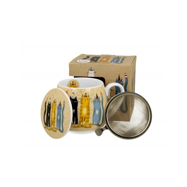 Porcelánový hrnek byliňák Cat's World party 430 ml v dárkovém boxu