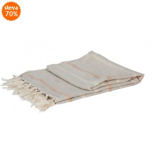 Pléd s třásněmi oranžový proužek 130x170 cm