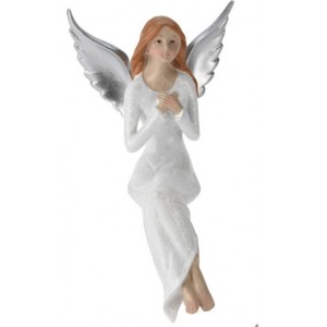 Sedící anděl s glitry A 16 cm