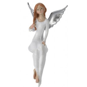 Sedící anděl s glitry C 16 cm
