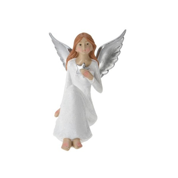 Sedící anděl s glitry B 10 cm