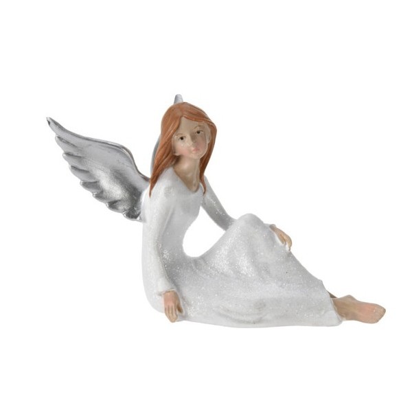 Sedící anděl s glitry C 10 cm