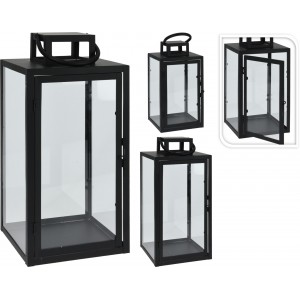 Kovová lucerna černá sada 2 ks