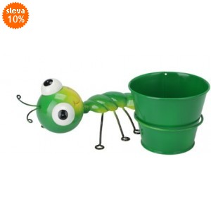 Plechový květináč s housenkou 8,5x23x19 cm