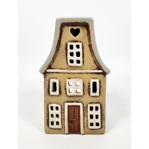Keramický domek na čajovou svíčku, hnědý 19x11,5x9 cm