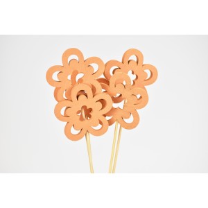 Dřevěná květinka na špejli oranžová, sada 5 ks, 30 cm
