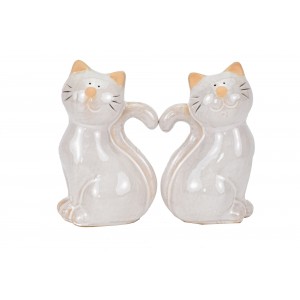 Keramická kočka béžová 12x7,6x6 cm 