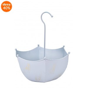 Plechový květináč deštník šedý 36x29,5x16,5 cm