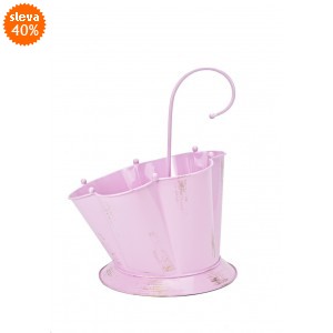 Plechový květináč deštník růžový 32x21x27 cm
