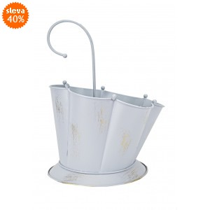 Plechový květináč deštník šedý 32x21x27 cm