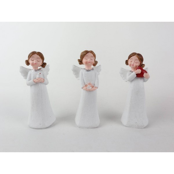 Anděl Rozárka 10 cm bílý, sada 6 ks, mix