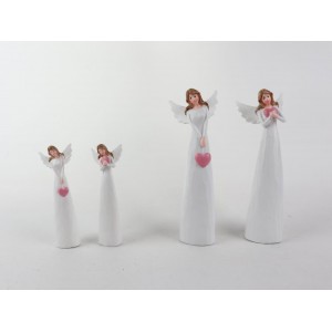 Anděl Maya bílý se srdíčkem 20 cm, mix druhů, sada 2ks