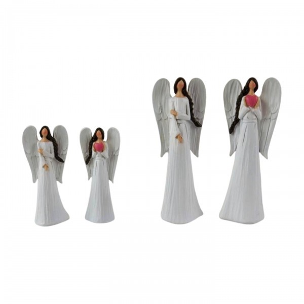 Anděl Mariana bílý se srdíčkem 20 cm