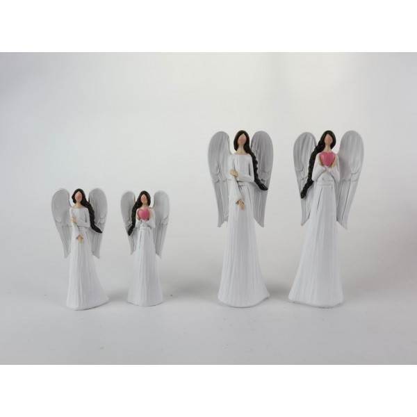 Anděl Mariana bílý se srdíčkem 25 cm, mix druhů