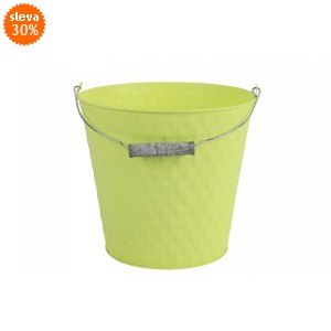 Plechový kyblík s uchem Sannah M žlutý 24x24x22 cm