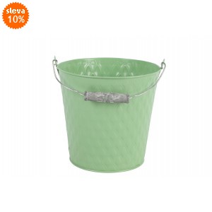 Plechový kyblík s uchem Sannah S zelený 20x20x19 cm