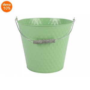 Plechový kyblík s uchem Sannah L zelený 28x28x25 cm