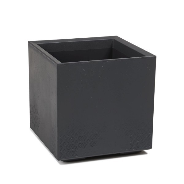 Plastový květináč Karo eco recycled efekt beton 400x400 mm, černý beton, sada 2 ks