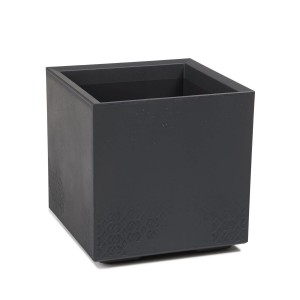 Plastový květináč Karo eco recycled efekt beton 400x400 mm, černý beton, sada 2 ks