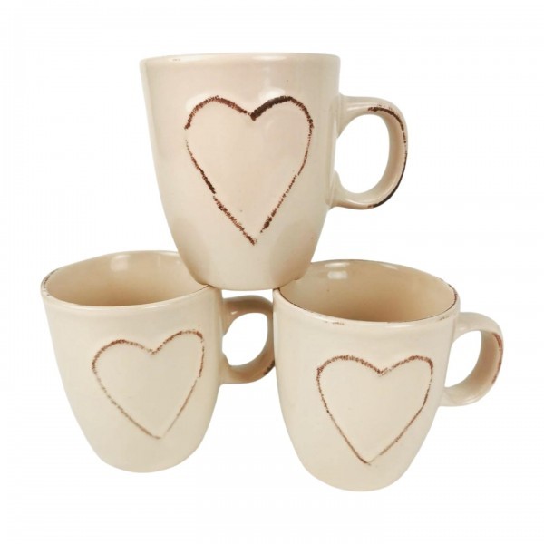 Hrnek Srdce bílý 150 ml II.jakost, sada 3 ks