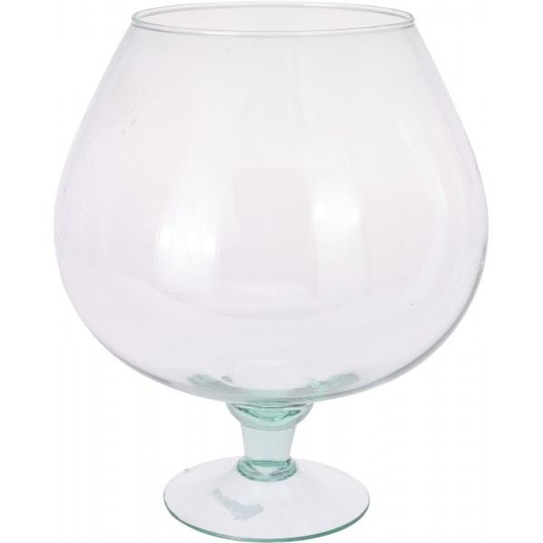 Skleněná váza na stopce z recyklovaného skla 26x22,5 cm