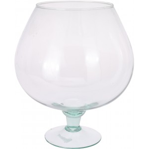 Skleněná váza na stopce z recyklovaného skla 26x22,5 cm