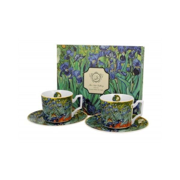 Porcelánový hrnek espesso s podtalířkem Irises inspired by Van Gogh 110 ml, sada 2 ks v dárkovém boxu