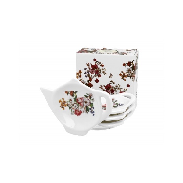 Porcelánová miska na čaj Vintage Flowers WHITE sada 4 ks