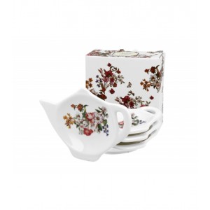 Porcelánová miska na čaj Vintage Flowers WHITE sada 4 ks