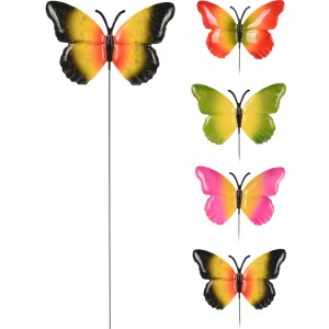 Kovový motýl zápich, mix barev, balení 4 ks