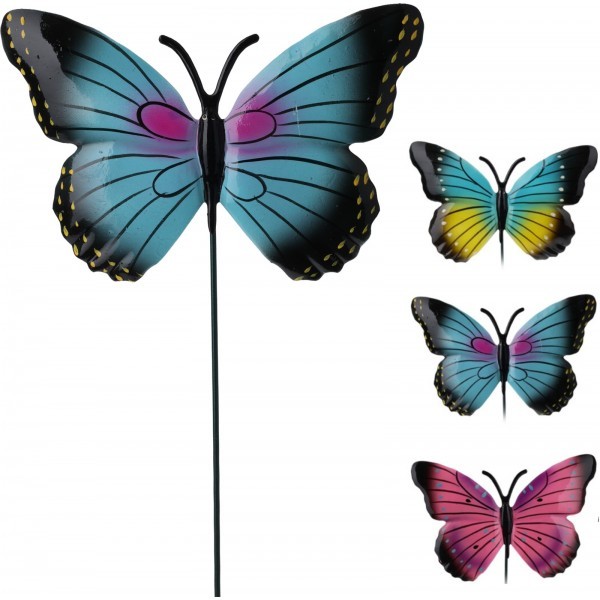 Zápich motýl 55 cm B, mix barev, balení 3 ks