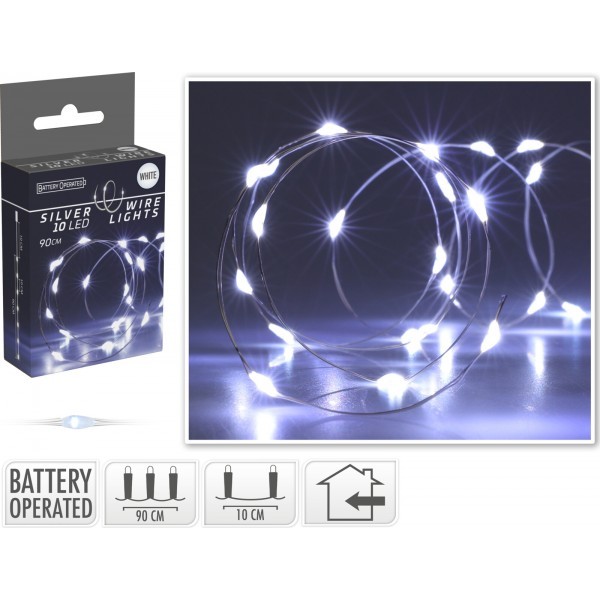 Vánoční osvětlení 10 LED, 90 cm, světlo studené bílé