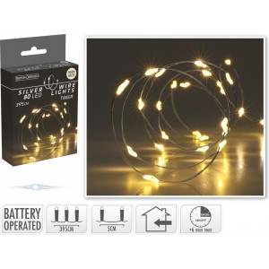 Světelný řetěz 405 cm, 80 mikro LED s časovačem, teplé bílé světlo