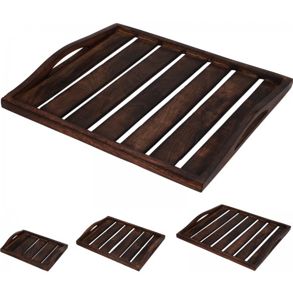 Servírovací tác Mango wood sada 3 ks, tmavě hnědý