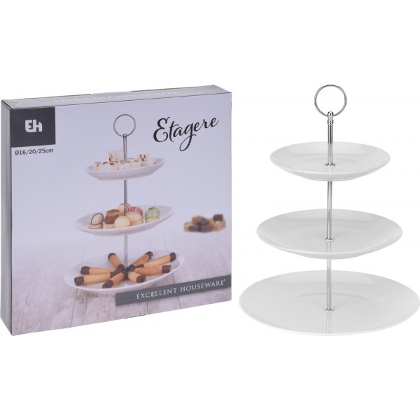 Porcelánový etažér 34 cm bílý - větší obrázek Porcelánový etažér 34 cm bílý