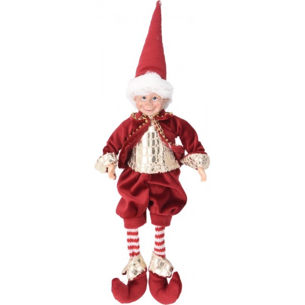 Sedící elf červený 40 cm