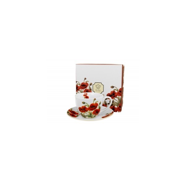 Porcelánový hrnek Classic Poppies s podtalířkem 250 ml v dárkovém boxu