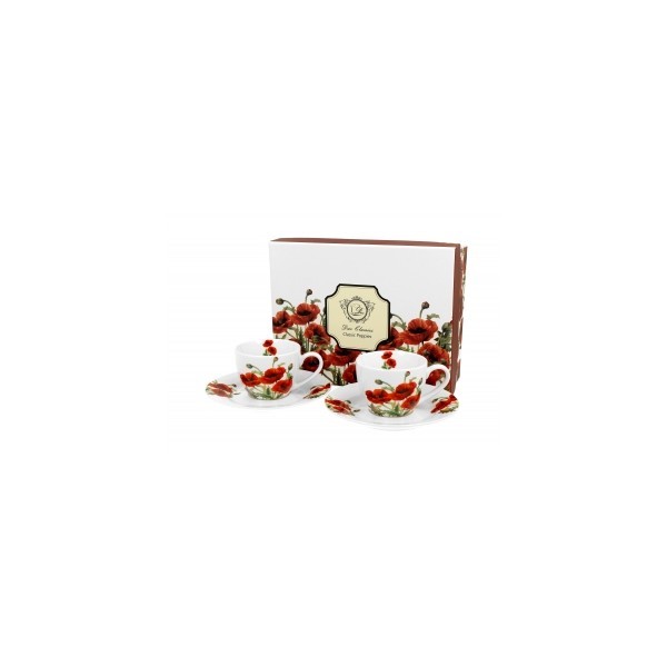 Porcelánový hrnek espresso s podtalířkem Classic Poppies 90 ml, sada 2 ks v dárkovém boxu