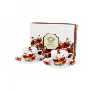 Porcelánový hrnek espresso s podtalířkem Classic Poppies 90 ml, sada 2 ks v dárkovém boxu