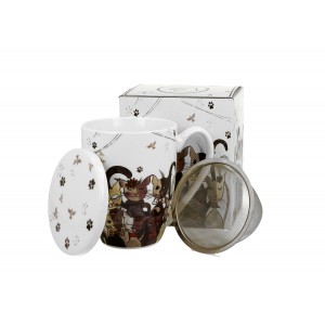 Porcelánový hrnek byliňák Cats Family 360 ml v dárkové krabičce