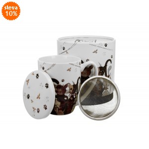 Porcelánový hrnek byliňák Cats Family 360 ml v papírové dóze